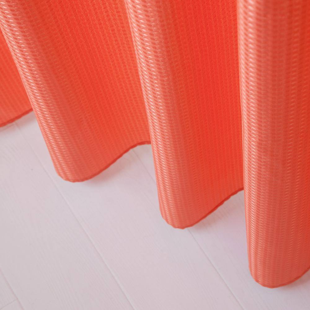 Coral Waffle Weave Fabric Shower Curtain with Detachable Liner