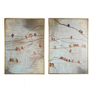 28 in. x 39 in."Flock Of Birds" Printed Framed Canvas Wall Art