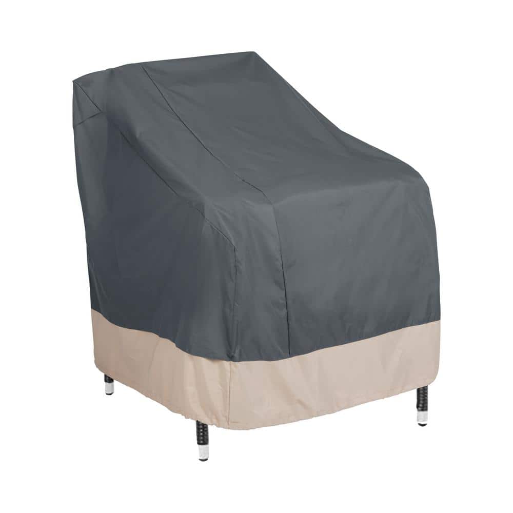 Gray and Beige Weather-Resistant Patio Chair Covers, 27" x 34" x 31", 2-Pack