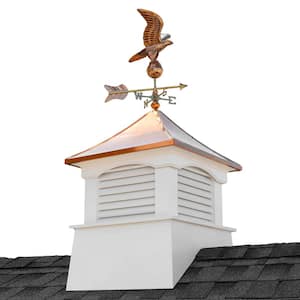30 in. x 30 in. x 70 in. Coventry Vinyl Cupola with Copper Eagle Weathervane