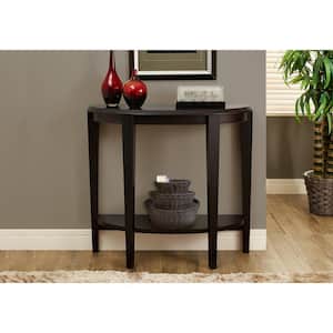 36 in. Espresso Standard Half Moon Wood Console Table with Storage