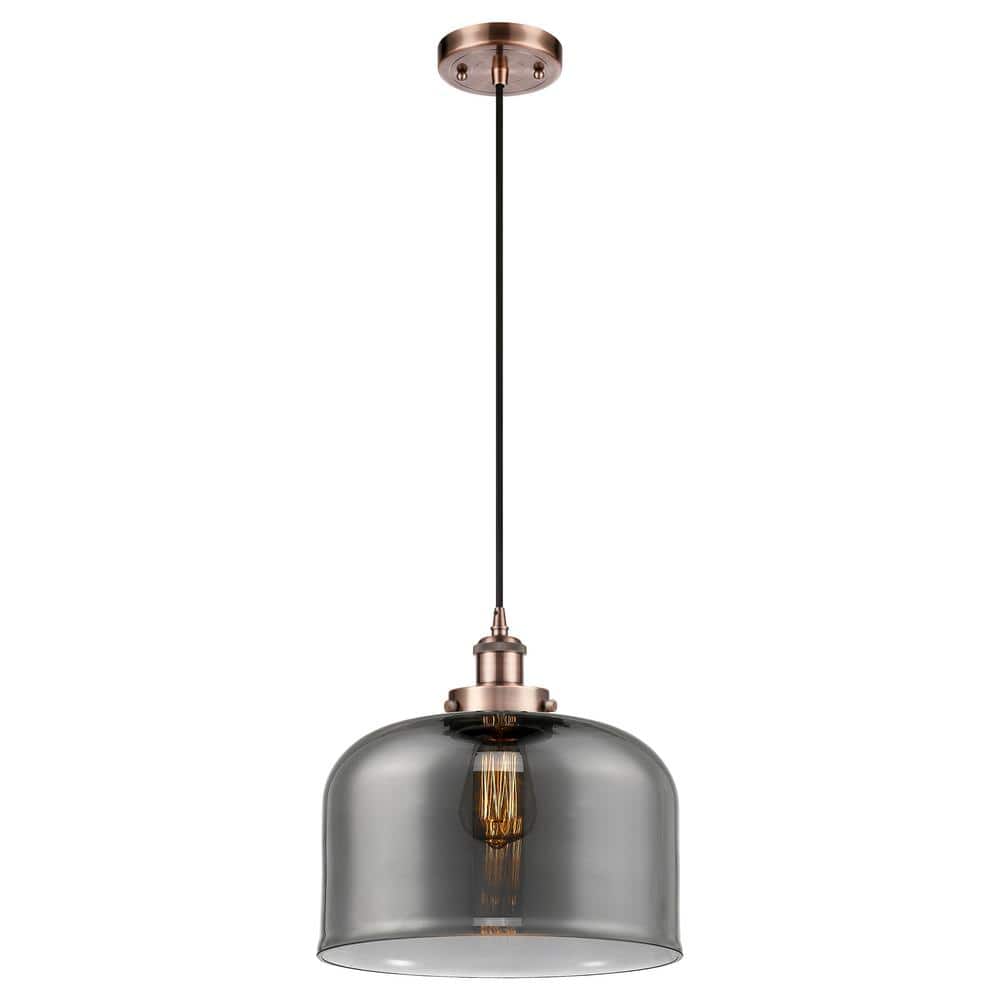 Bell 60-Watt 1-Light Antique Copper Standard Mini Pendant Light Smoked Glass Shade price history on PriceWatchPro