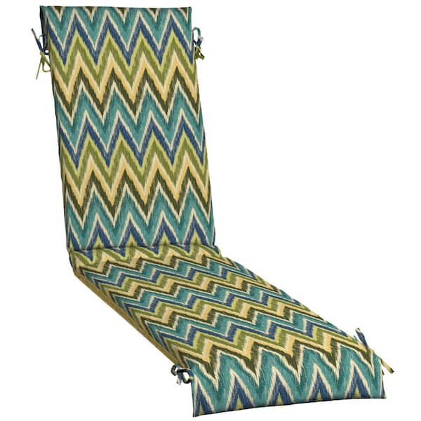 Hampton Bay Reversible Straight Ikat Chevron Outdoor Sling Chaise Cushion-DISCONTINUED