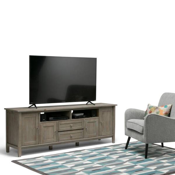 Simpli Home Warm Shaker Solid Wood 72 in. Wide Transitional TV 