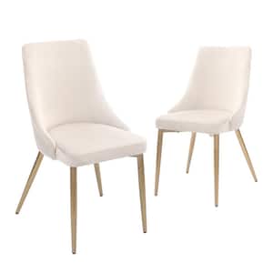 Beige Upholstered High Back Dining Chair For Kitchen, Dining, Living, Guest, Bed Room Side Chair (Set of 2)
