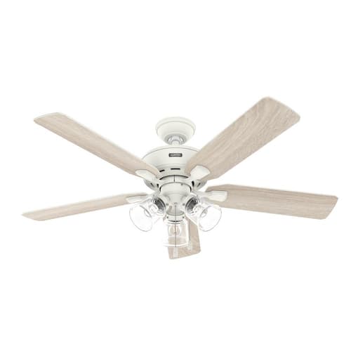 Rosner 52 in. Indoor Matte White Ceiling Fan with Light Kit Included Hunter Ceiling Fans With Lights