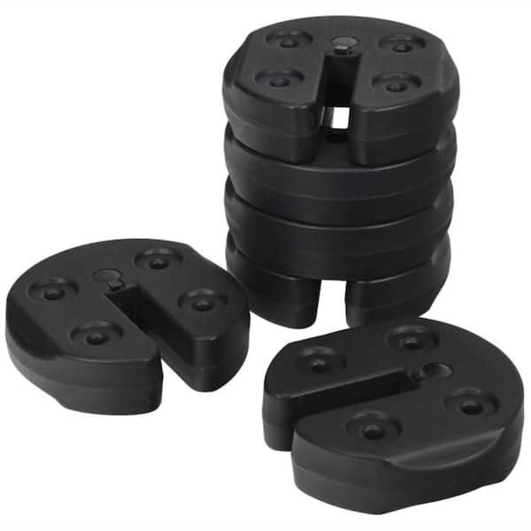 6-Piece Patio Umbrella Base Water Filled Weight Plates in Black