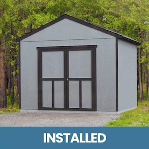 Professionally Installed Astoria 12 ft. x 16 ft. Backyard Ranch Wood Shed with Driftwood Grey Shingles (192 sq. ft.)