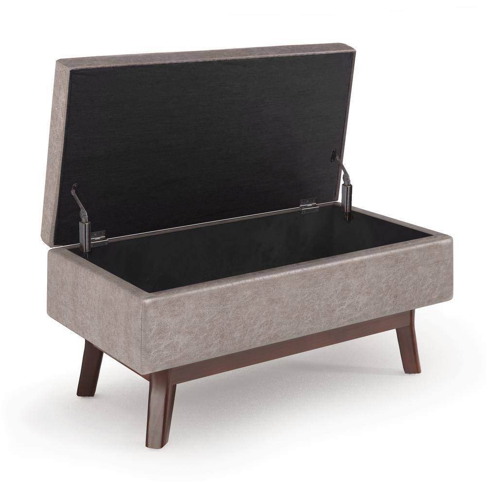 Owen 36" Gray Taupe Faux Leather Storage Ottoman