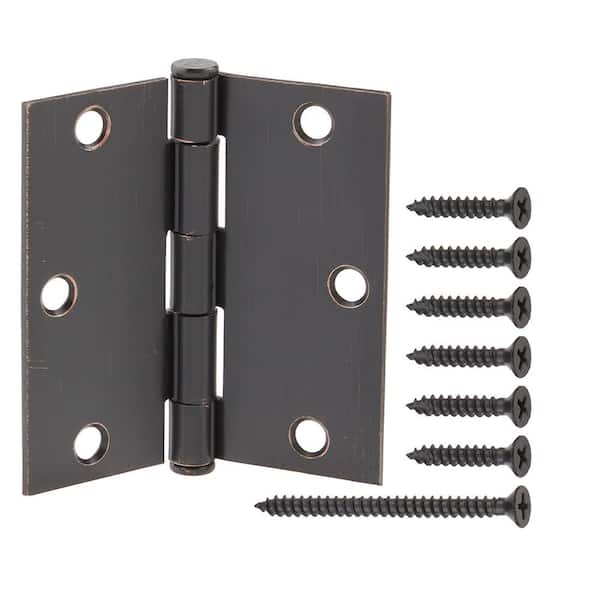 Everbilt 3-1/2 in. Square Radius Oil-Rubbed Bronze Squeak-Free Door Hinge