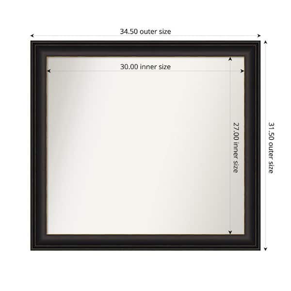Amanti Art Trio Oil Rubbed Bronze 34.5 in. x 31.5 in. Custom Non-Beveled Recycled Polystyrene Framed Bathroom Vanity Wall Mirror