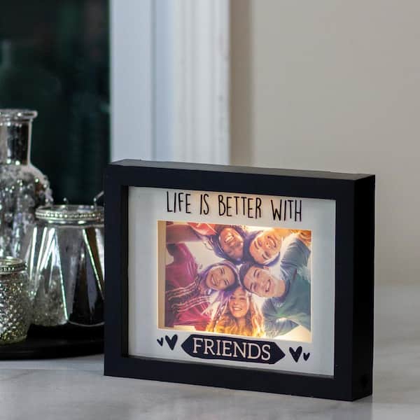 4 in. x 6 in. Black LED Lighted Life Is Better With Friends Matted Picture Frame (for All Occasions, New Year's, etc.)