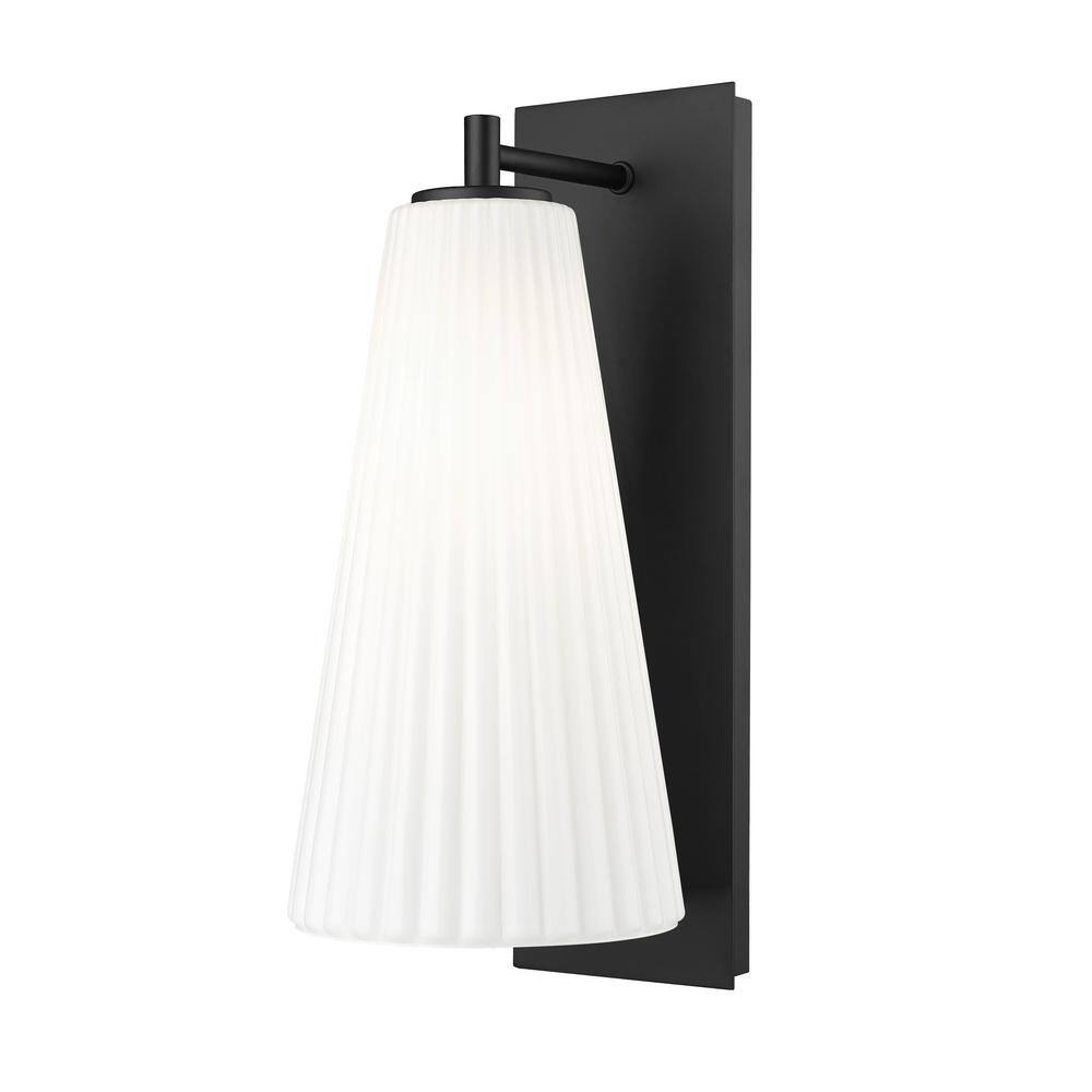 Matte Black Fluted Glass Dimmable Wall Sconce