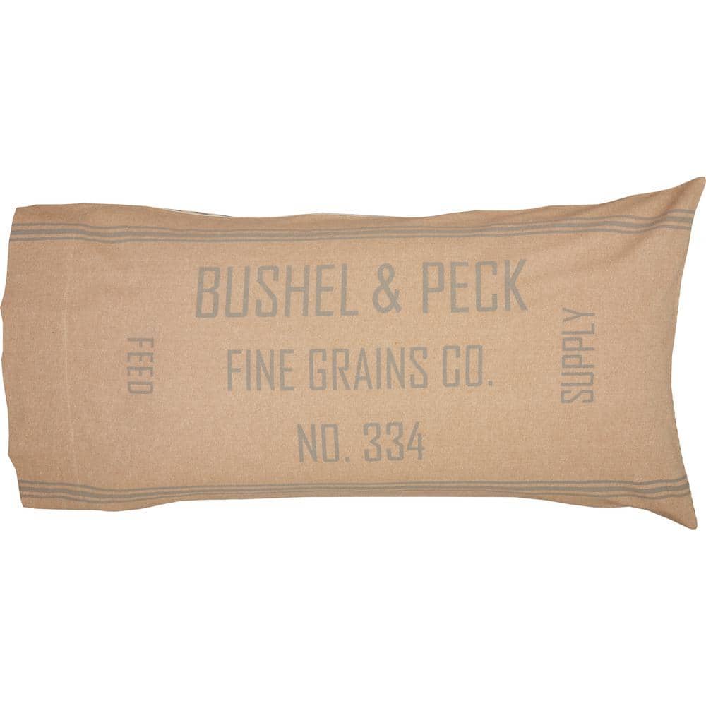 King Size Beige Cotton Farmhouse Pillowcase Set