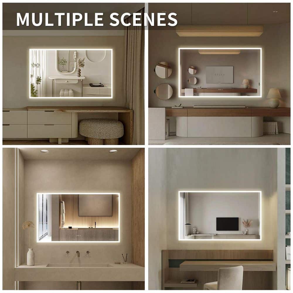 Clear 60" x 36" Frameless LED Bathroom Vanity Mirror