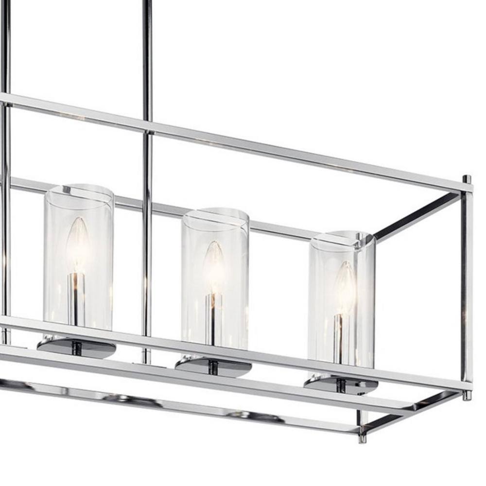 Crosby Chrome 5-Light Linear Chandelier with Clear Glass Shades