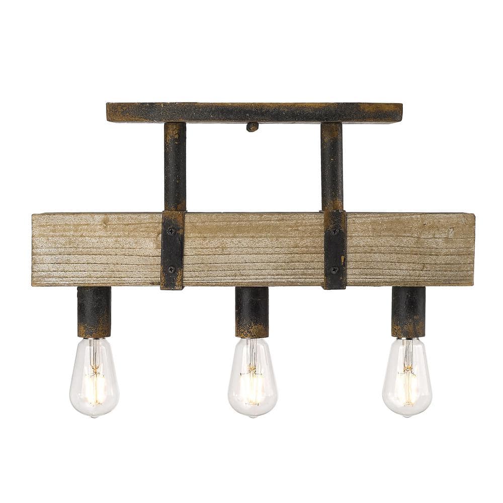 Rustic Black Iron 20" Indoor/Outdoor Semi-Flush Light