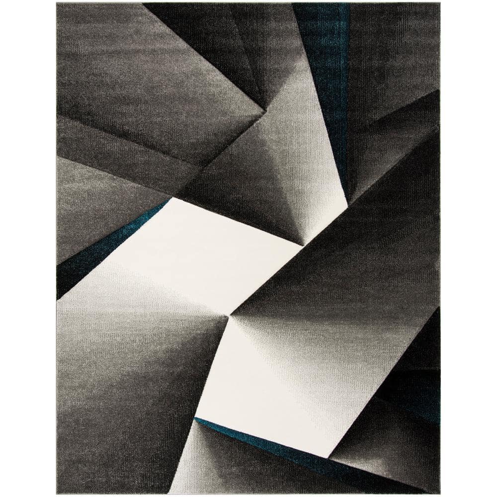 SAFAVIEH Hollywood Gray/Teal 9 ft. x 12 ft. Gradient Abstract Area Rug ...