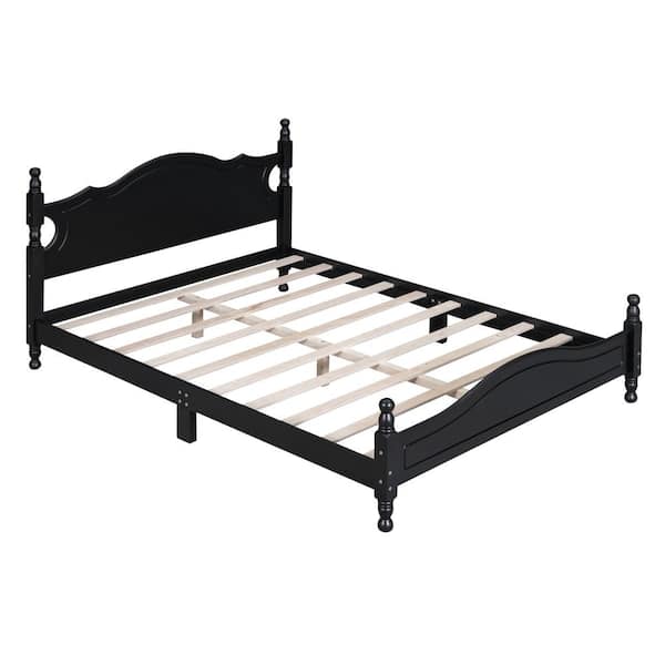 Harper & Bright Designs Retro Style Black Wood Frame Queen