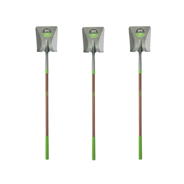 47 in. Fiberglass Handle Steel Blade Transfer Shovel with Comfort Step (3-Pack)