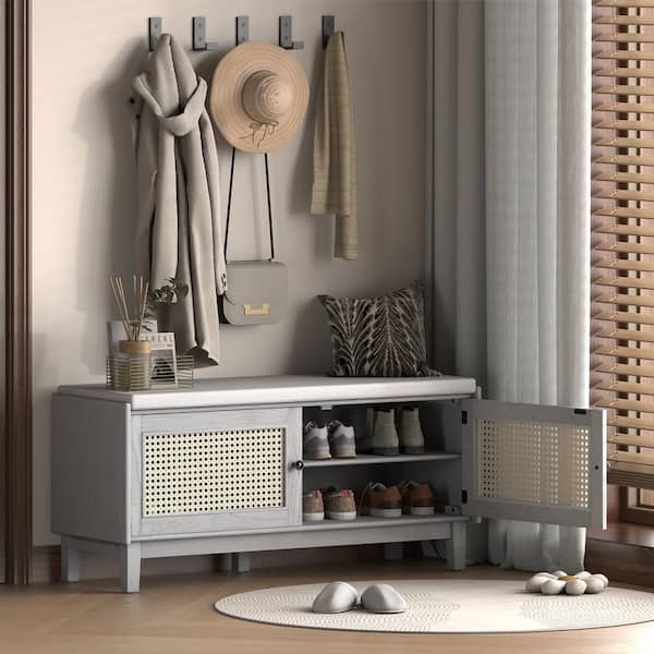 Harper Bright Designs Gray Wash Storage Bench with