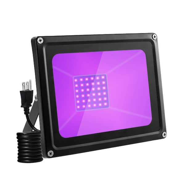 TYCOLIT 50-Watt 120-Degree Black Integrated LED Outdoor Flood Light Purple Light with Adjustable Bracket