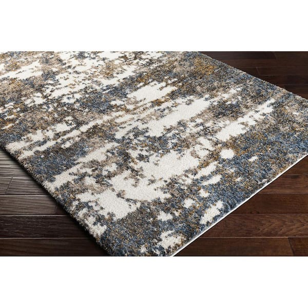 Celestial Shag Mustard Modern Abstract 7 ft. x 10 ft. Area Rug