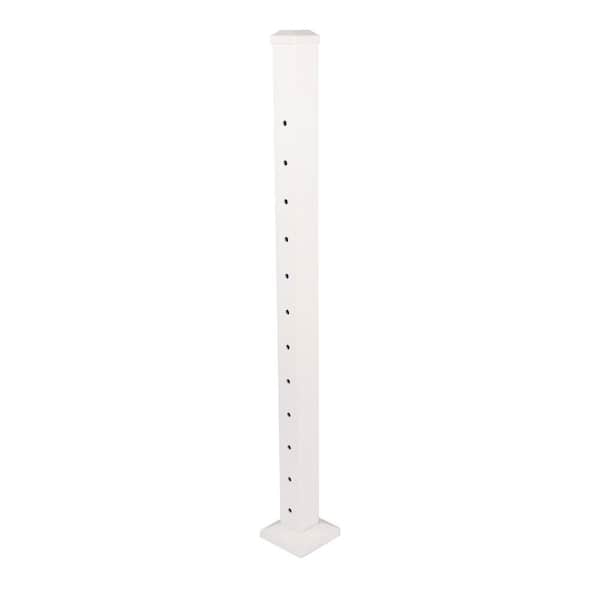 Cable Rail 2-1/2 in. x 2-1/2 in. x 44 in. Textured White Aluminum End Post for Cable Railing System