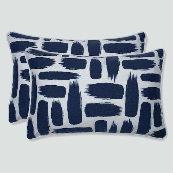Pillow Perfect Blue Rectangular Outdoor Lumbar Throw Pillow 2-Pack