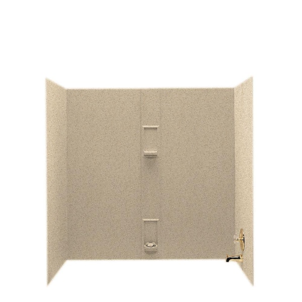 Swan 30 in. x 60 in. x 60 in. 5-Piece Easy Up Adhesive Tub Wall in Bermuda Sand