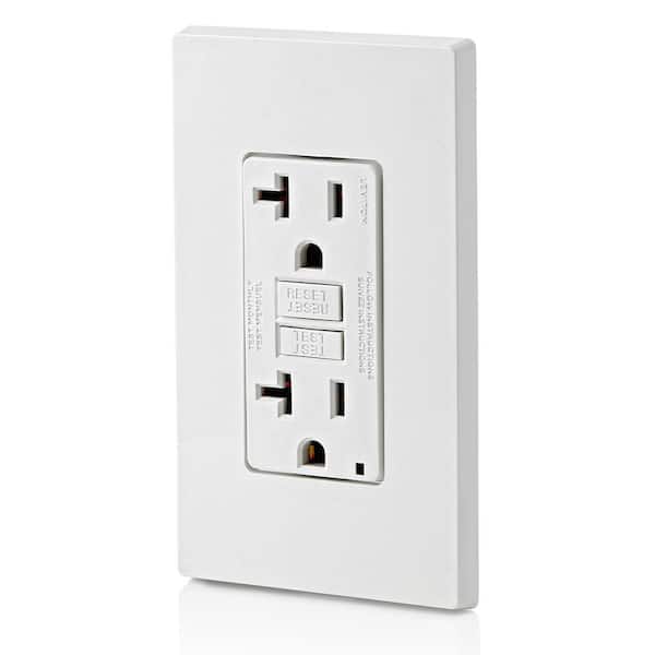 Leviton - 20 Amp 125-Volt Duplex Self-Test Slim GFCI Outlet, White (4-Pack) GFNT2-4W