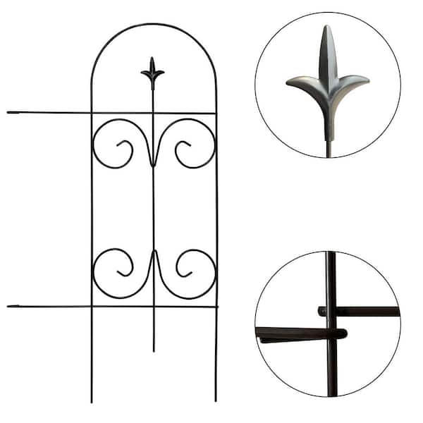 OGETFUUR 32 in. Metal Garden Fence, No Dig Fence Rustproof Wrought Iron Landscape Fencing for Flower Bed and Yard (14-Pack)