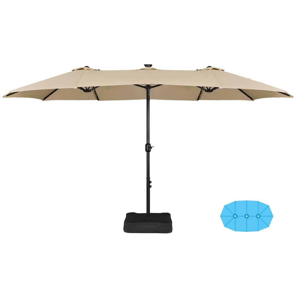 Yaheetech 15 ft. Twin Patio Parasol Triplesize Outdoor Umbrella