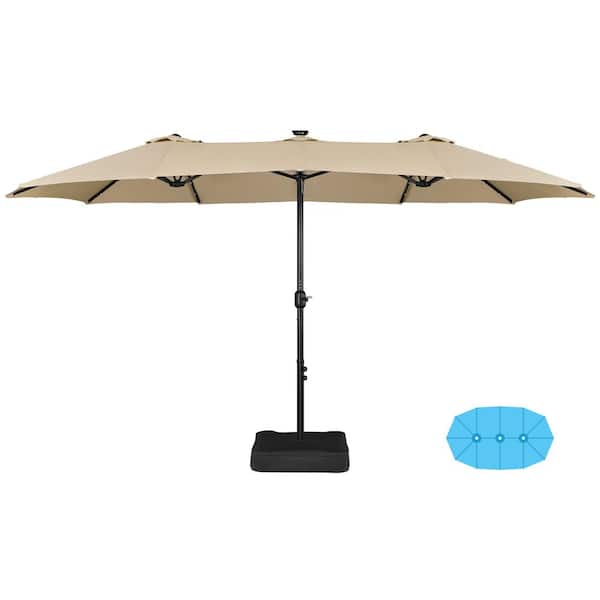 Yaheetech 15 ft. Twin Patio Parasol Triple-size Outdoor Umbrella