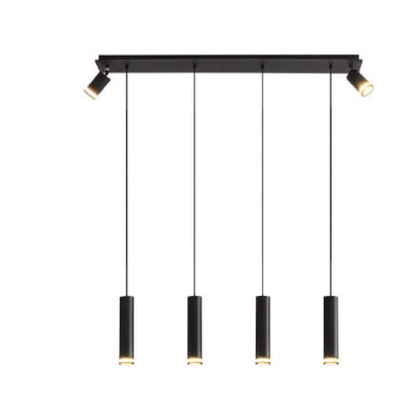 6-Light Matte Black Kitchen Island Pendant Light, No Bulbs Included