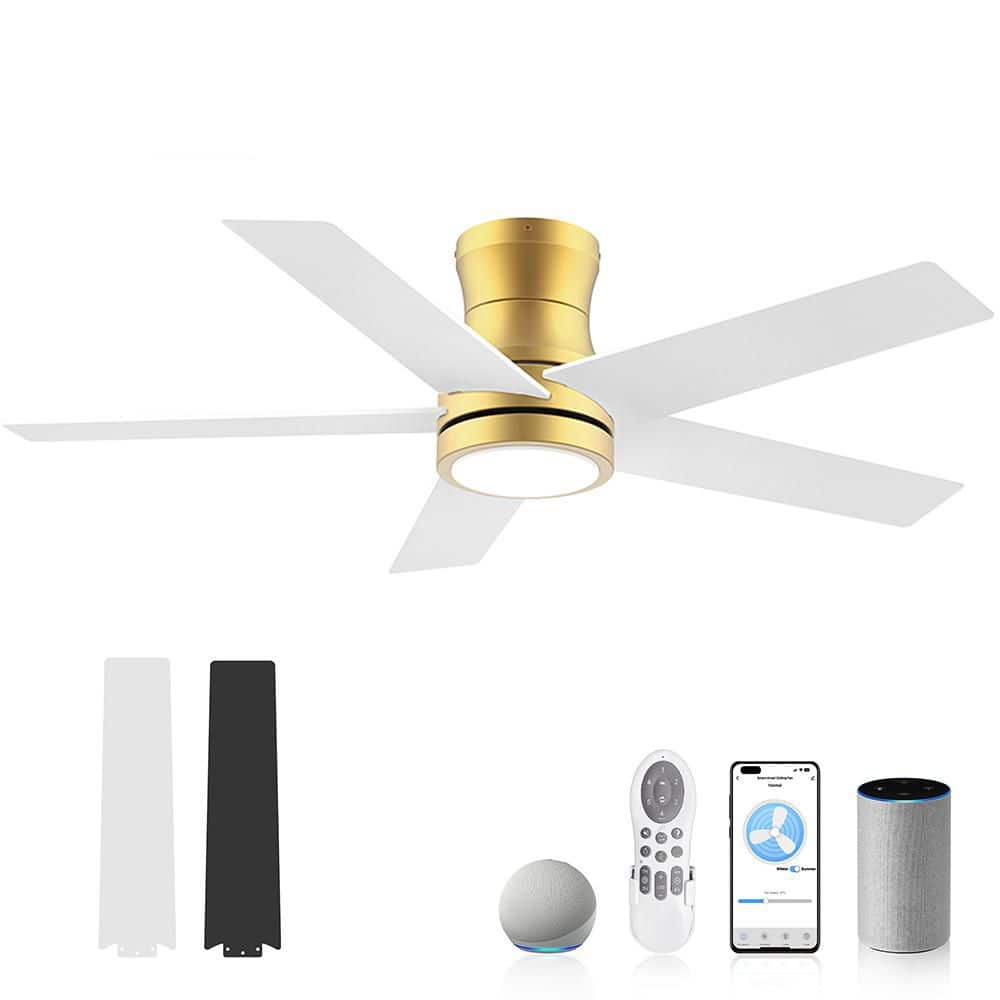 52 in.Smart Outdoor Indoor Gold Standard Flush Mount Ceiling Fan with Lights Remote, Controll by Voice Alexa App price history on PriceWatchPro