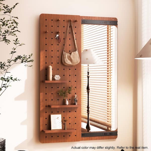 Brown 15.75 in.W x 47.64 in. H Rectangle Rubber Wood Framed Mirror