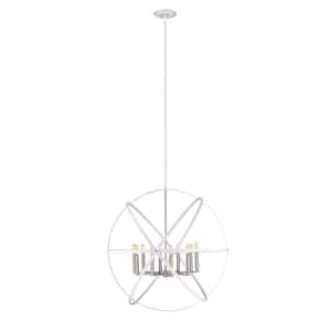 Cavallo 10-Light Hammered White and Brushed Nickel Indoor Candle Chandelier with No Bulbs Included