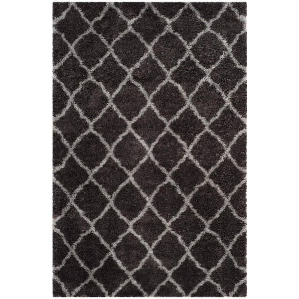SAFAVIEH Indie Shag Dark Gray/Gray 5 ft. x 8 ft. Trellis Area Rug