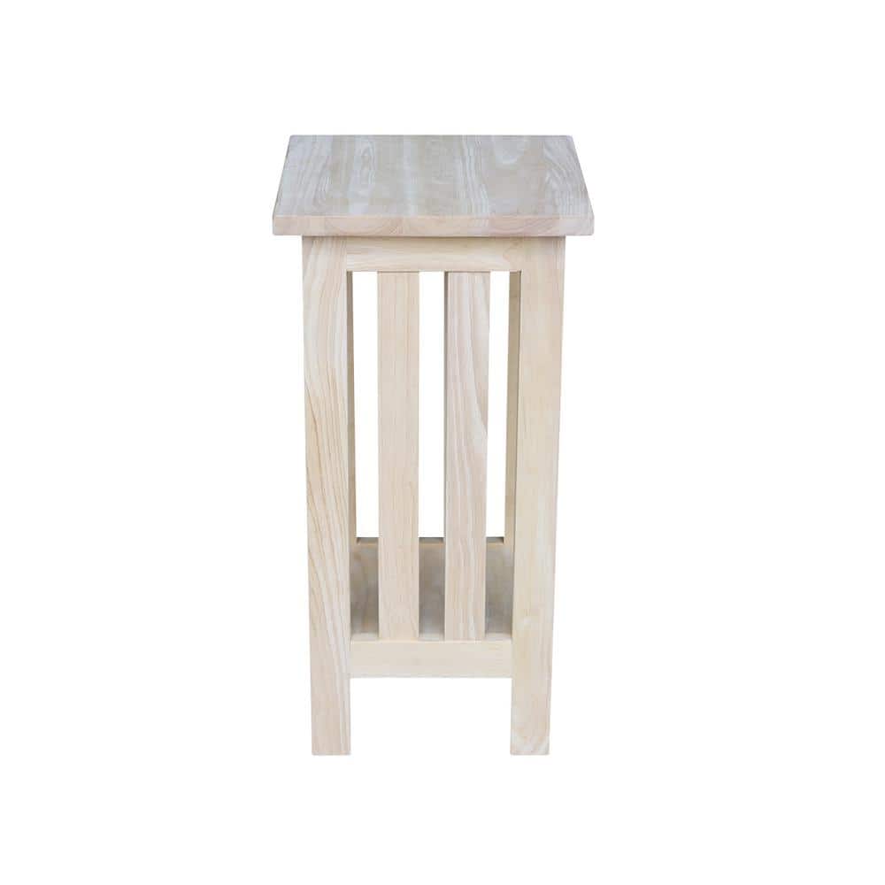 Unfinished Parawood 24" Mission Plant Stand with Lower Shelf