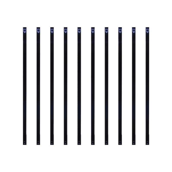NUVO IRON 1/2 in. x 1 in. x 38 in. Black Galvanized Steel Rectangle Fence Rail Balusters (10-Pack)