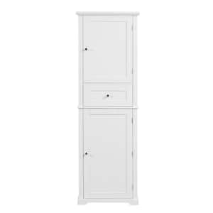 22 in. W x 11 in. D x 67 in. H White Linen Cabinet with Drawer and Adjustable Shelf