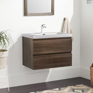 35.4 in. W x 18.9 in. D x 22.5 in. H Bath Vanity in Gray Oak with White Vanity Top with White Basin