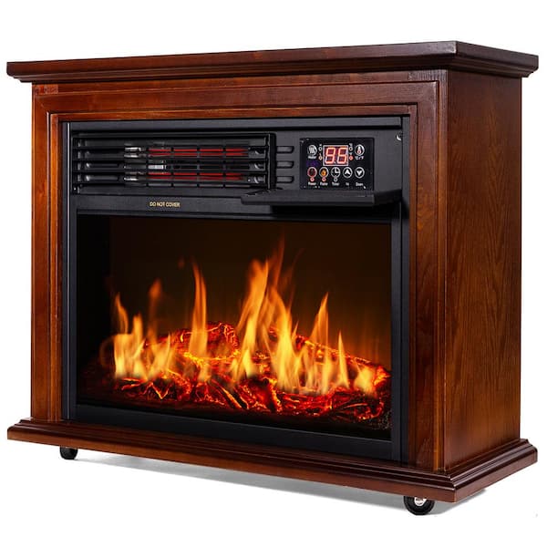 28.5 in. 1500-Watt Freestanding Compact Infrared Quartz Electric Fireplace Heater with Remote Control in Walnut Brown 28.5 in. 1500-Watt Freestanding Compact Infrared Quartz Electric Fireplace Heater with Remote Control in Walnut Brown
