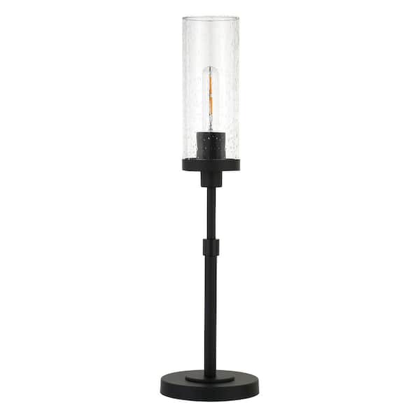 Meyer&Cross Frieda 26.68 in. Blackened Bronze Table Lamp with Seeded Glass Shade