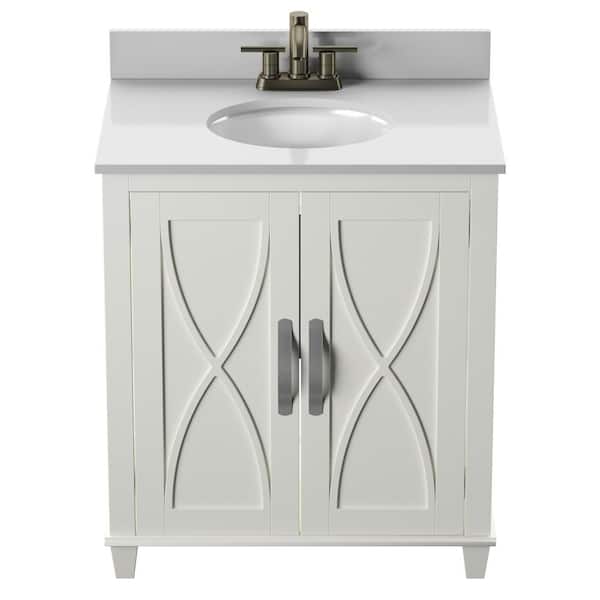 Vanity Top In White With Basin, How To Change A Right Side Sink Center In Vanity