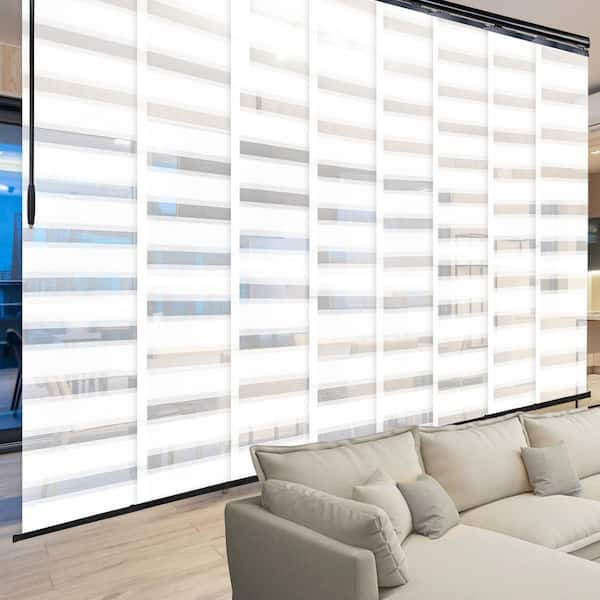 EMOH Spotlight 130 in. - 175 in. W x 116 in. L Adjustable 8-Panel Black Double Rail Panel Track with 23.5 in. Slates