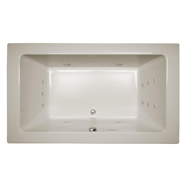 JACUZZI SIA 66 in. x 36 in. Acrylic Right-Hand Drain Rectangular Drop-In Whirlpool Bathtub in Oyster