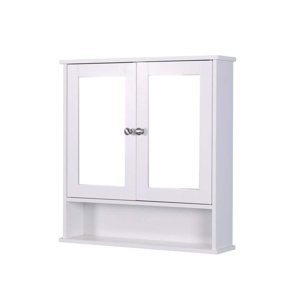 22.05 in. x5.12 in. x22.8 in. 3-Shelf MDF Bathroom Storage Wall Cabinet in White(2-Mirror Cabinets & 1-Adjustable Shelf) price history on PriceWatchPro