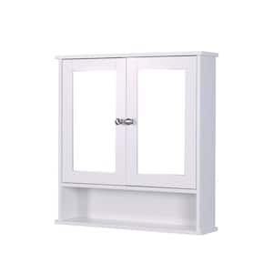 22.05 in. x5.12 in. x22.8 in. 3-Shelf MDF Bathroom Storage Wall Cabinet in White(2-Mirror Cabinets & 1-Adjustable Shelf)